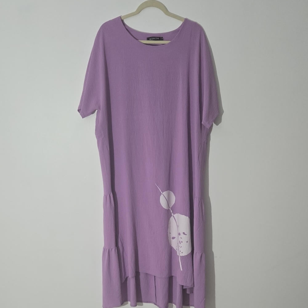 Purple Plus Size Dress with Abstract Print
